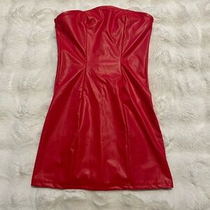SHEIN Vibrant Red Strapless Dress